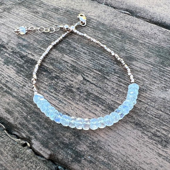 Handmade Natural Moonstone Bracelet Karen Hill Tribe 18k Rose Gold Vermeil Beads - Picture 3 of 6